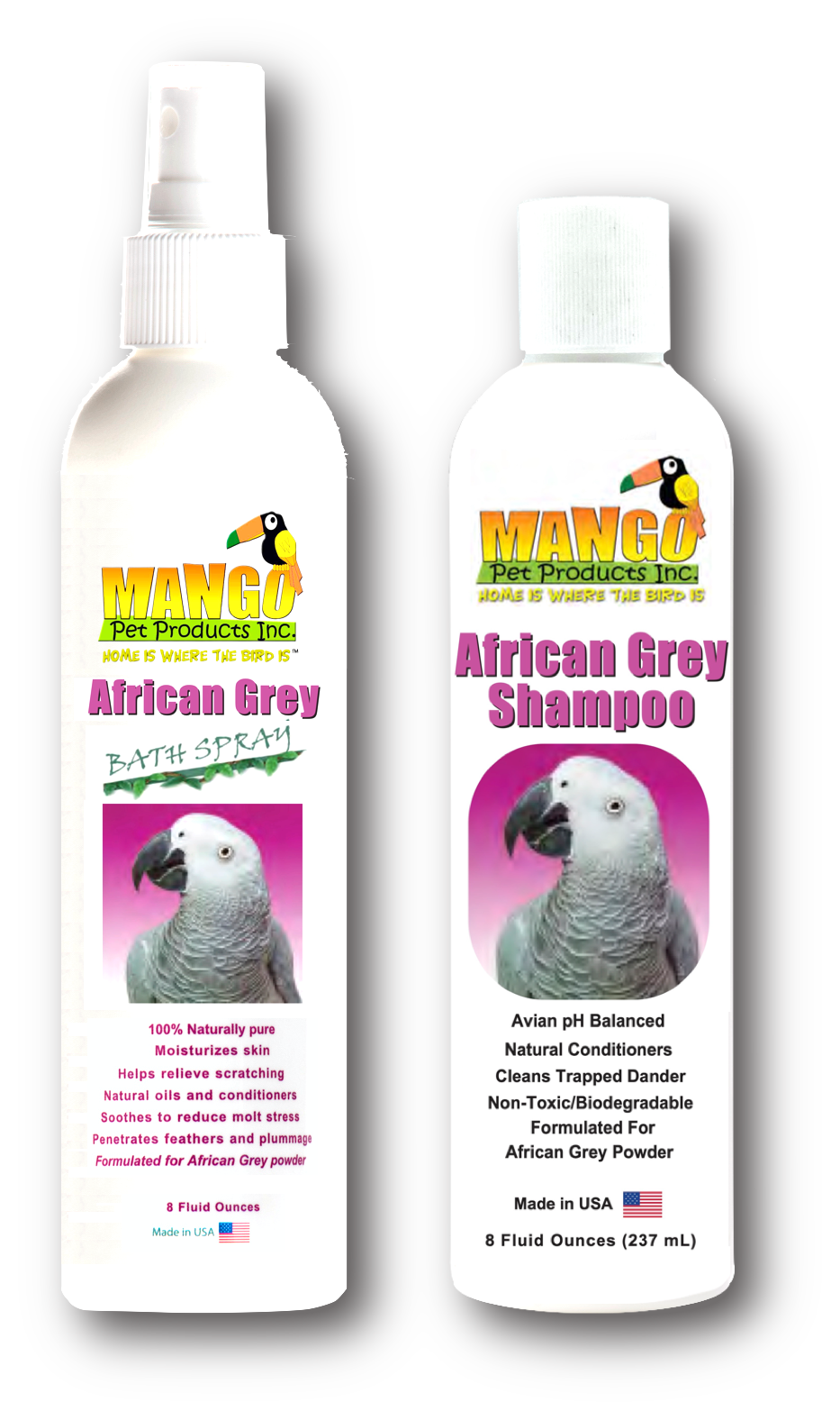AFRICAN GREY SHAMPOO & BATH SPRAY SET - 8 OUNCES EACH