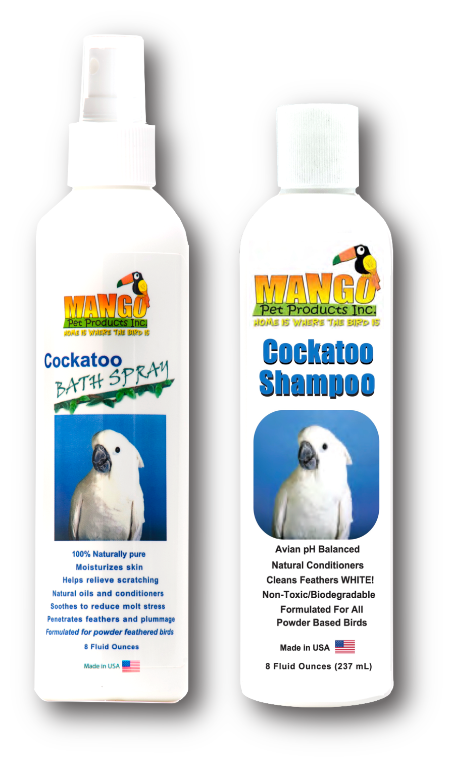 COCKATOO SHAMPOO & BATH SPRAY SET - 8 OUNCES EACH